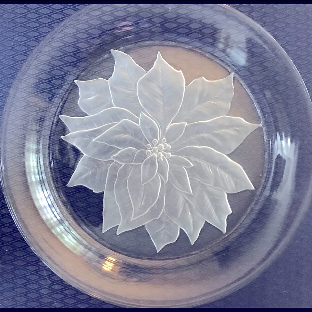 13” glass frosted poinsettia platter